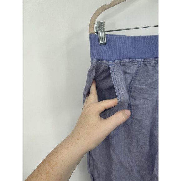 Road & Co Flip Top Lithe Linen Pant Women 14 Blue Minimalist Beach Coastal - Picture 10 of 10